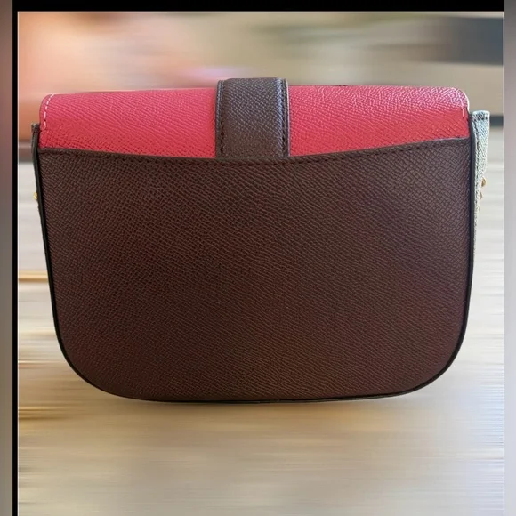 Coach Pink and Brown Leather Crossbody with Gold Butterfly Lock - Picture 2 of 8